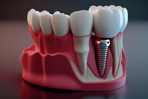 Concept for dental prosthesis. demonstrating the placement of a dental implant on a close up, Ai generated image